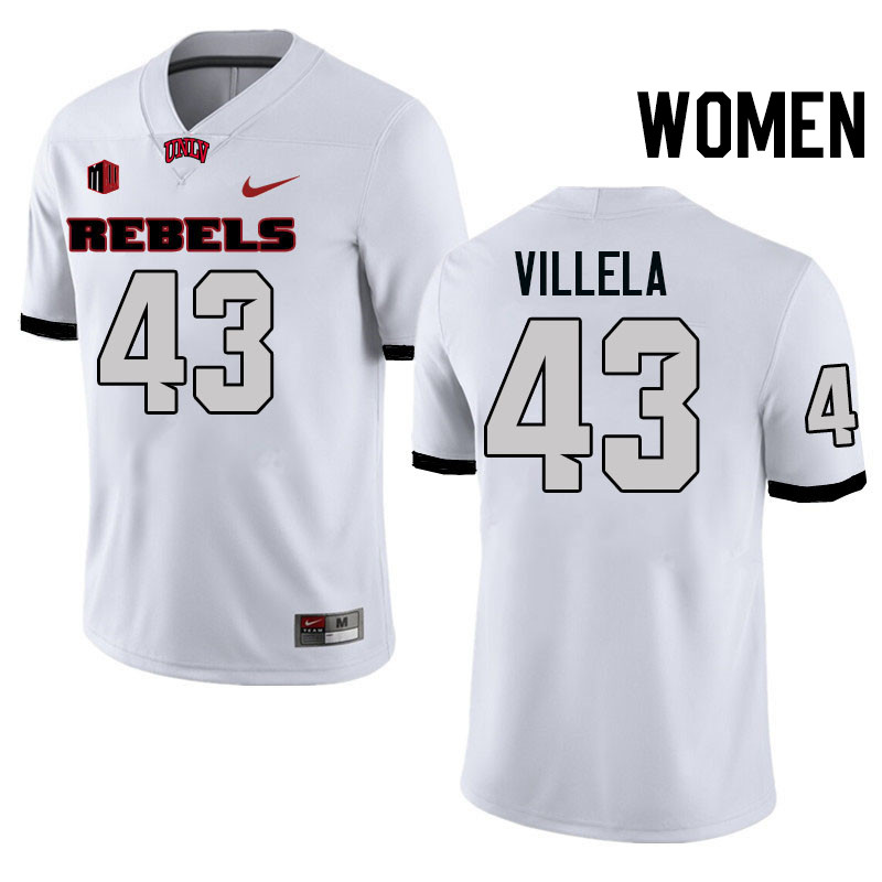 Women #43 Ramon Villela UNLV Rebels College Football Jerseys Stitched-White